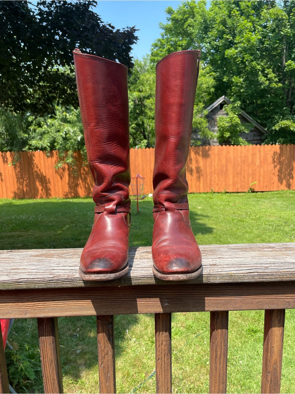 Frye Women's Tall Leather Riding Boots - Deep Red